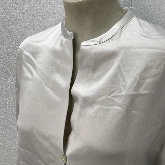 NEW VINCE Women’s Band Collar Blouse – Salt Glass (Grey) Size S – Long Sleeve - Picture 4 of 8